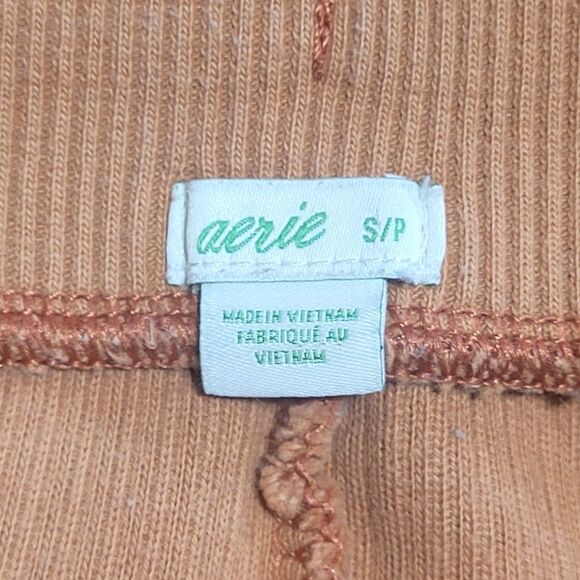 Aerie Women’s Lounge Shorts Rust Orange Ribbed High Waist with Pockets Small - Picture 5 of 11